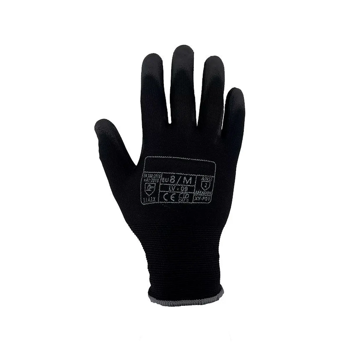 Guantes de Trabajo Nylon y PU Negro LV-09 ( 12 pares ) 2