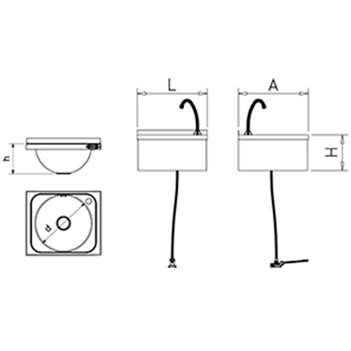 Lavamanos de Pared de Acero Inoxidable con Pedal 3