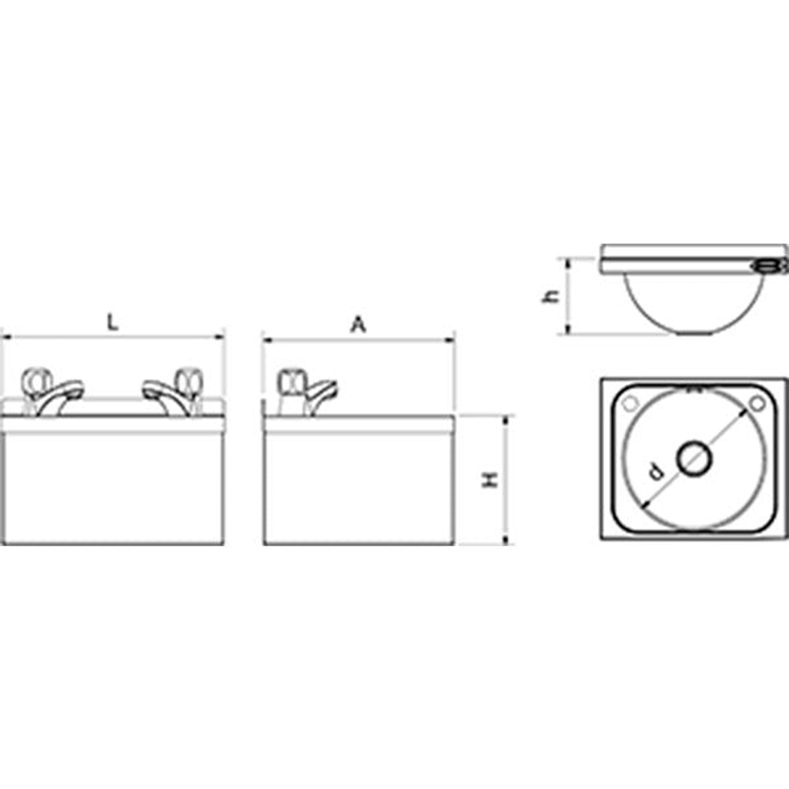 Lavamanos de Pared de Acero Inoxidable Dos Aguas - Serie XS 3