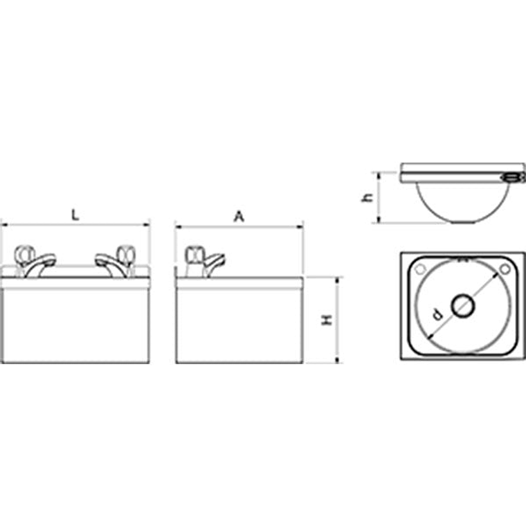 Lavamanos de Pared de Acero Inoxidable Dos Aguas - Serie XS 3