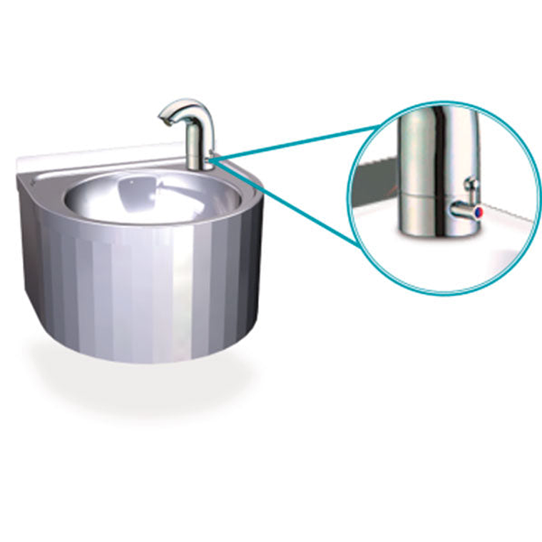 Lavamanos de Pared Redondo de Acero Inoxidable con Selector de Temperatura 2
