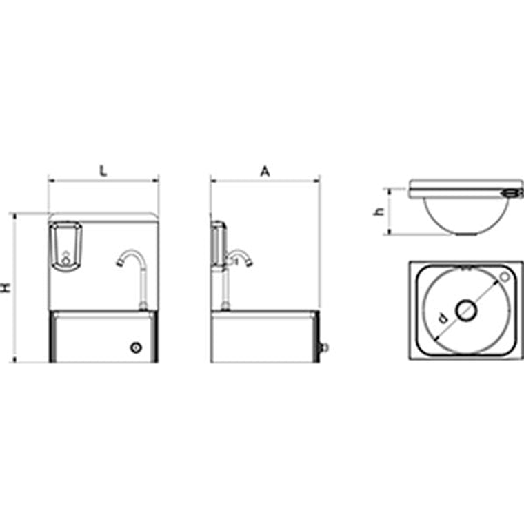 Lavamanos de Pared Completo de Acero Inoxidable  3