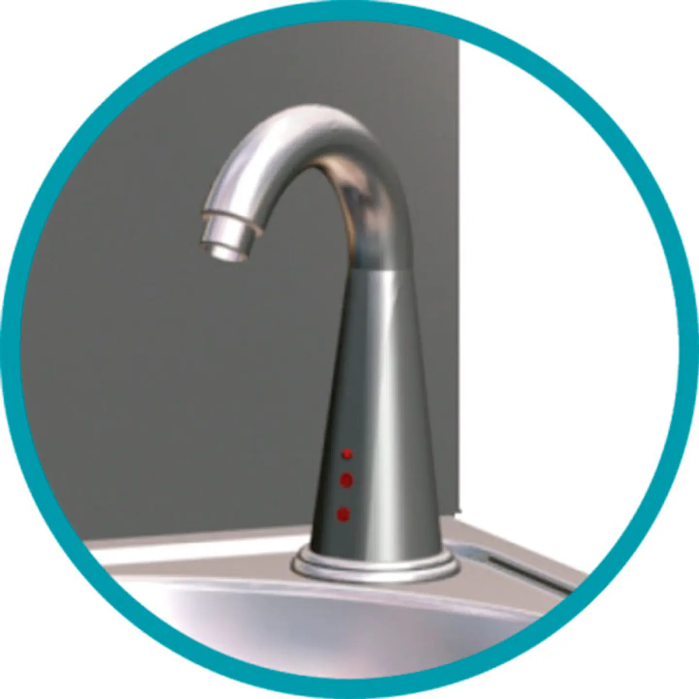 Lavamanos de Pared Redondo de Acero Inoxidable con Grifo de Sensor 2
