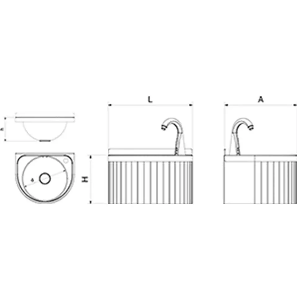 Lavamanos de Pared Redondo de Acero Inoxidable con Selector de Temperatura 3