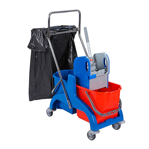 Carro de Fregado 2 Cubos Prensa y Soporte Bolsa - 2x25 L