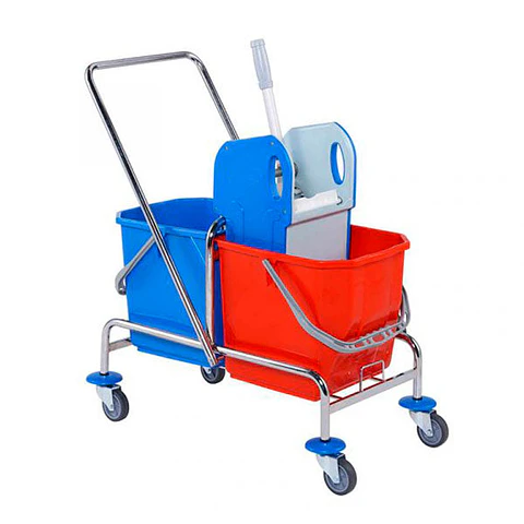 Carro de Fregado Metálico 2 Cubos y Prensa - 2x25 L