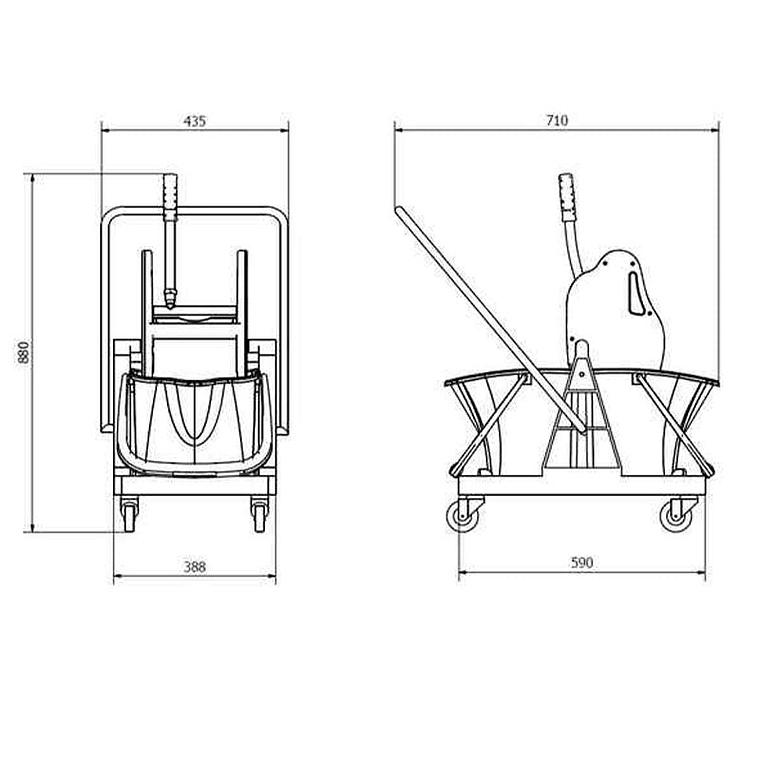 Carro de Fregado 2 Cubos y Prensa - 2x25 L 2