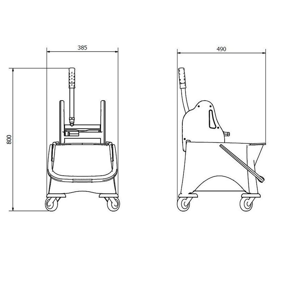 Carro de Fregado Doble Cubo y Prensa - 25+10 L 2