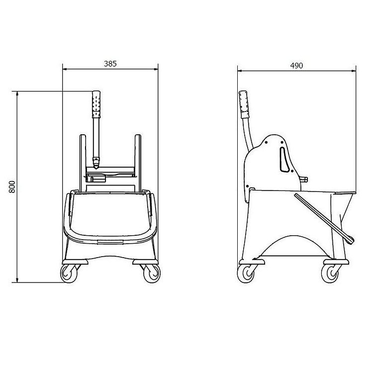 Carro de Fregado Doble Cubo y Prensa - 25+10 L 2