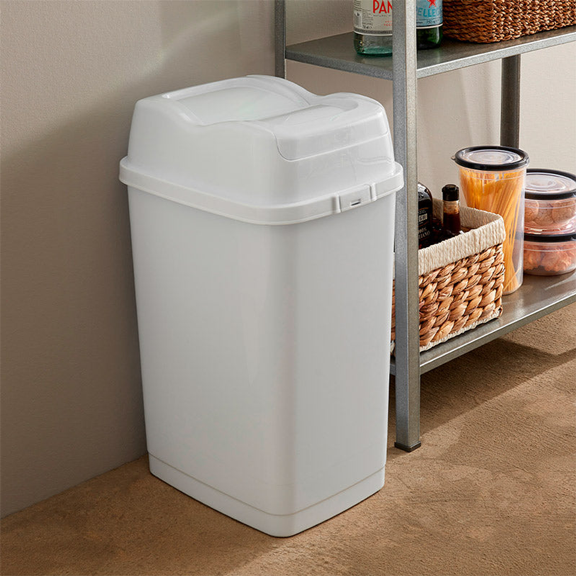 Papelera Plástica Easy Tapa Basculante - Blanco 2
