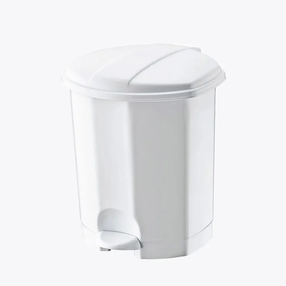 Papelera Plástica Simple con Pedal - Blanco 1