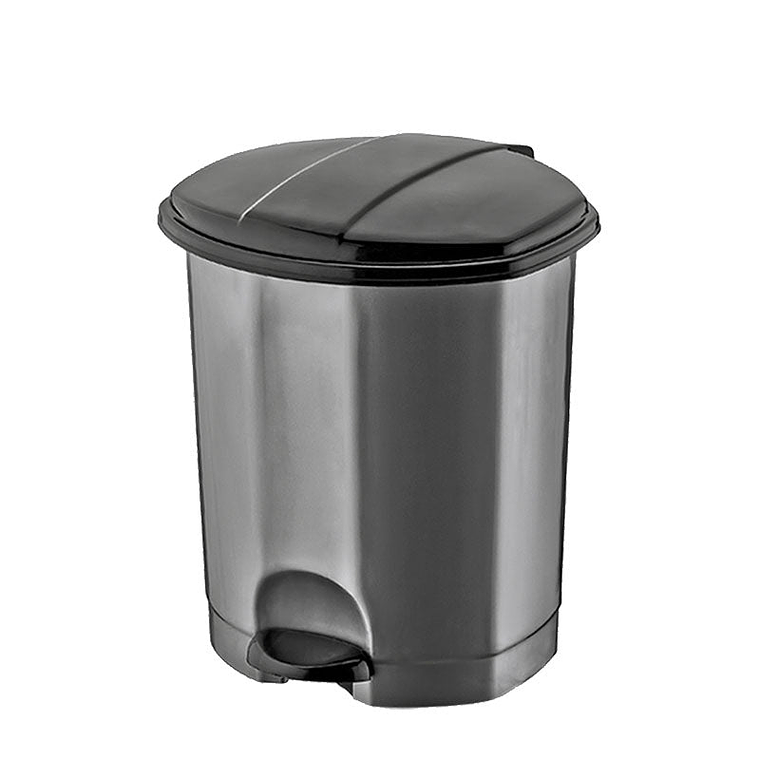 Papelera Plástica Simple con Pedal – Gris/Negro 1
