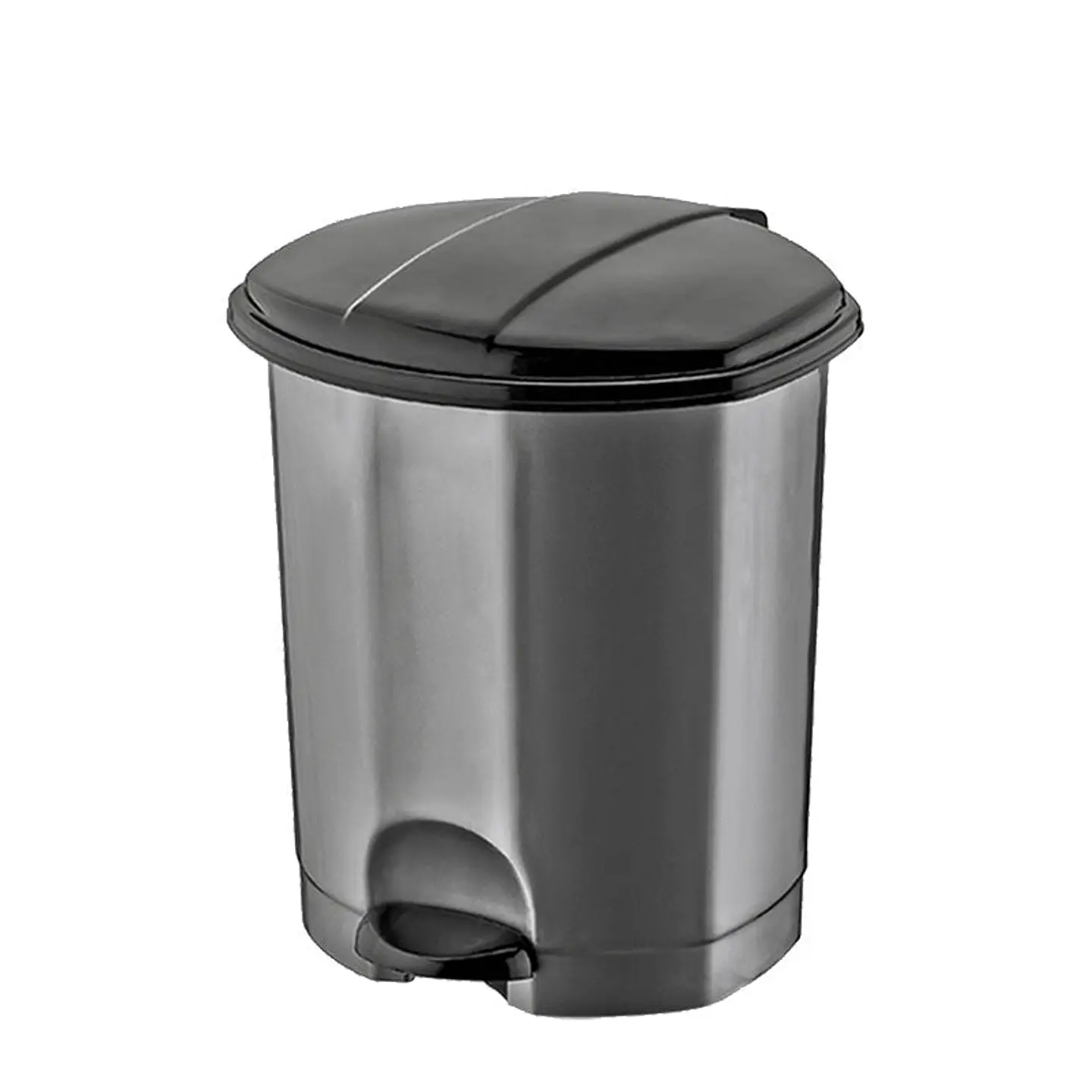Papelera Plástica Simple con Pedal – Gris/Negro 1