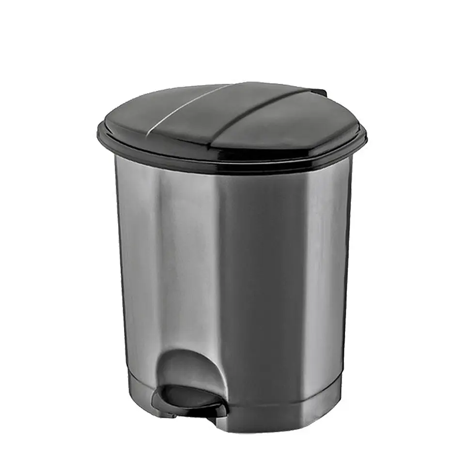 Papelera Plástica Simple con Pedal – Gris/Negro 1