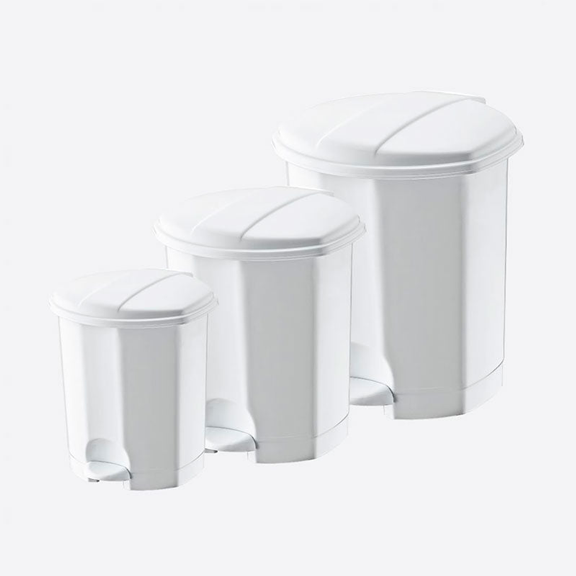 Papelera Plástica Simple con Pedal - Blanco 3