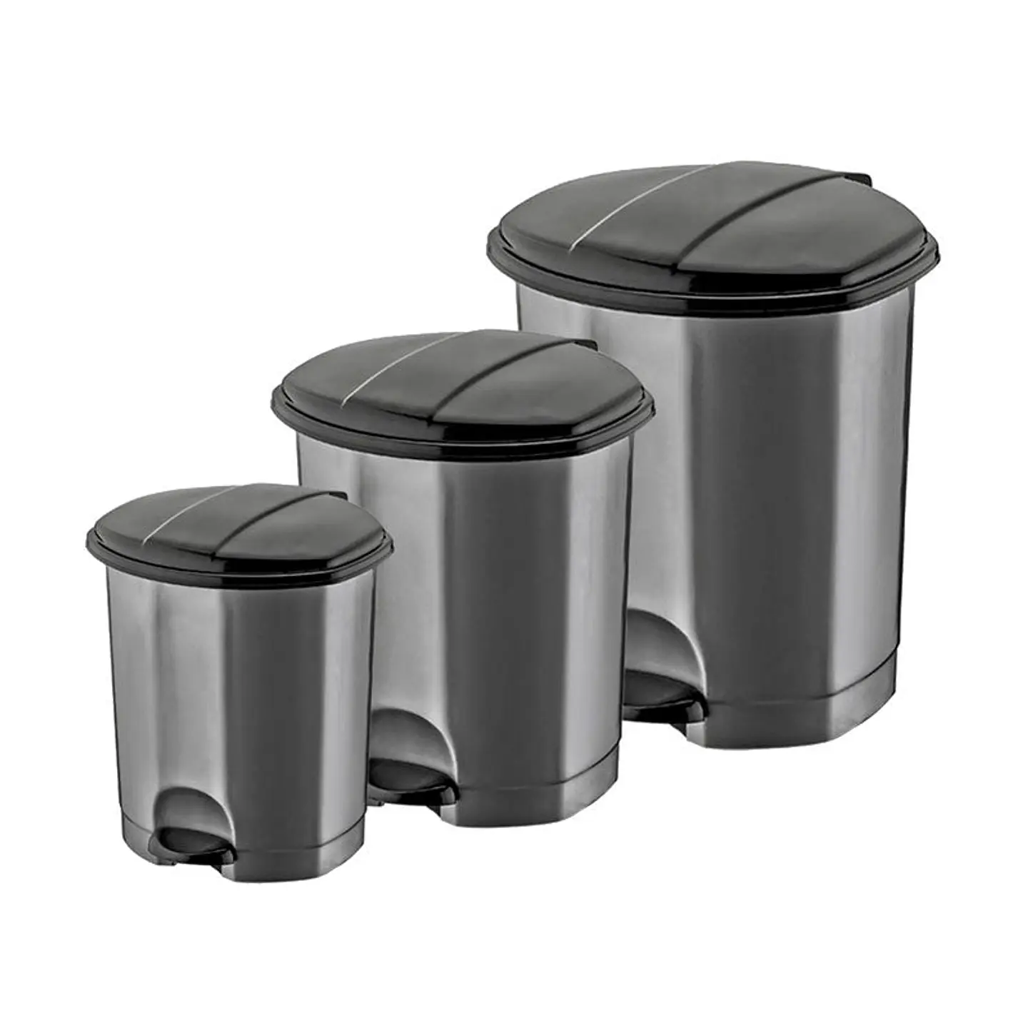 Papelera Plástica Simple con Pedal – Gris/Negro 2