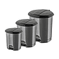 Papelera Plástica Simple con Pedal – Gris/Negro - Miniatura 2