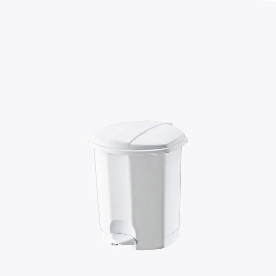 Papelera Plástica Simple con Pedal - Blanco 4
