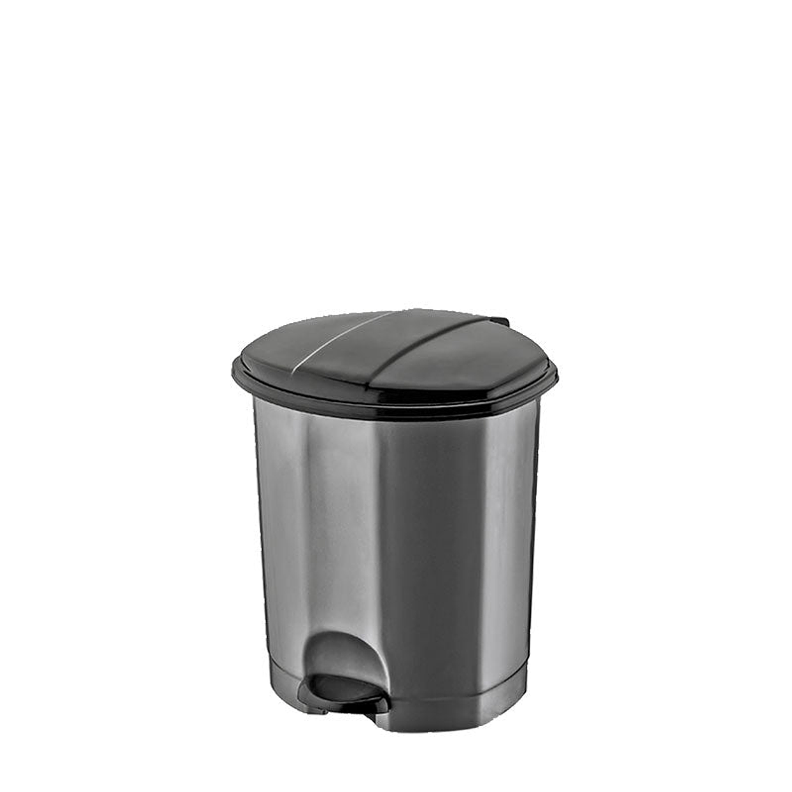 Papelera Plástica Simple con Pedal – Gris/Negro 3