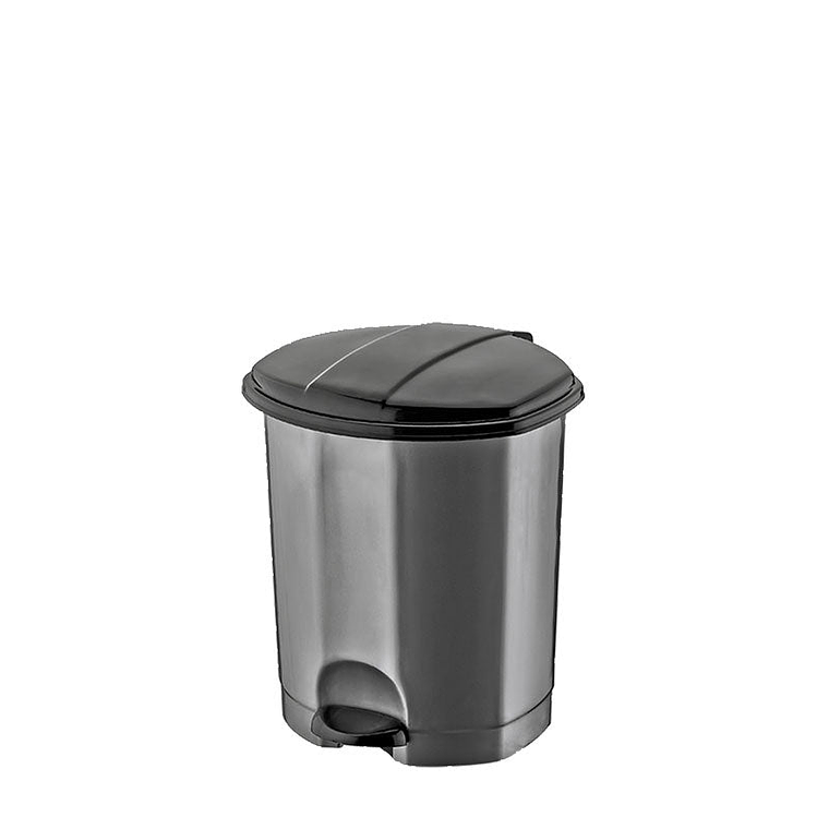 Papelera Plástica Simple con Pedal – Gris/Negro 3