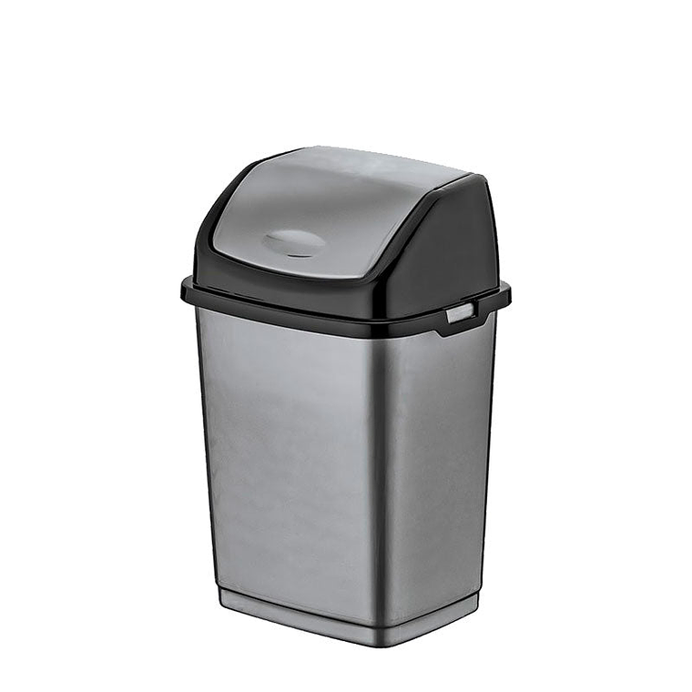 Papelera Plástica Fantasy Tapa Basculante - Gris/Negro 1