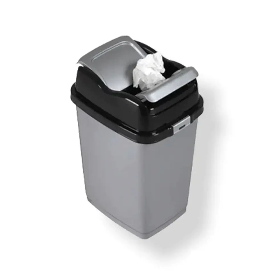  Papelera Plástica Easy Tapa Basculante– Gris/Negro 2
