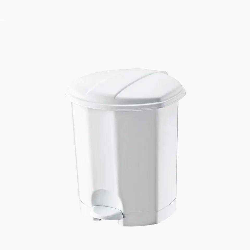 Papelera Plástica Simple con Pedal - Blanco 5