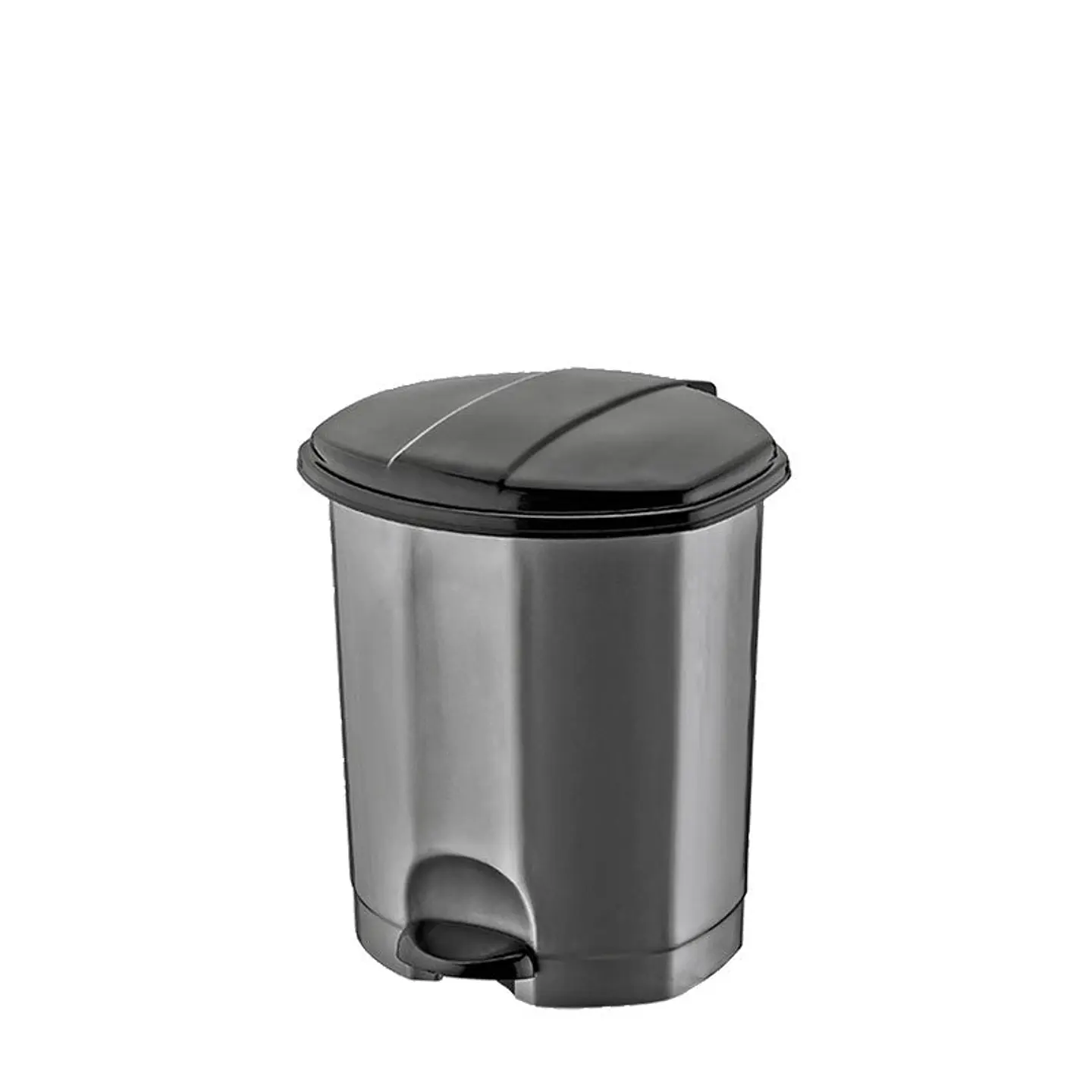 Papelera Plástica Simple con Pedal – Gris/Negro 4