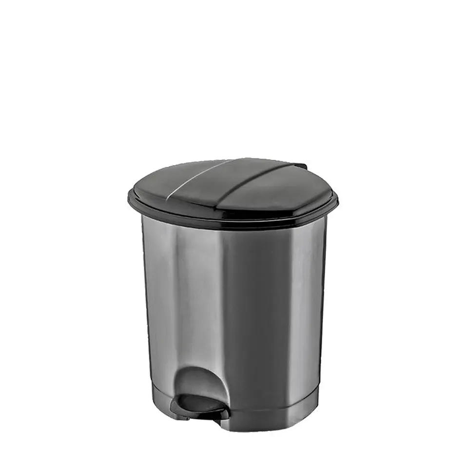 Papelera Plástica Simple con Pedal – Gris/Negro 4