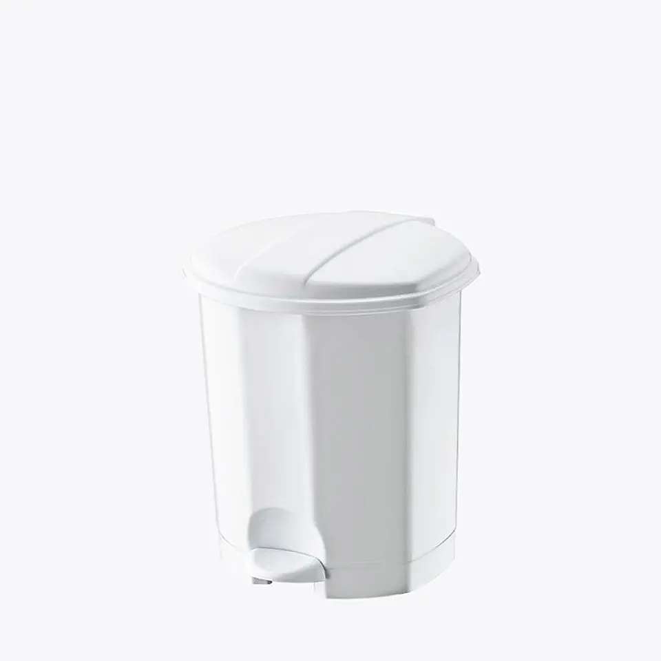 Papelera Plástica Simple con Pedal - Blanco 6
