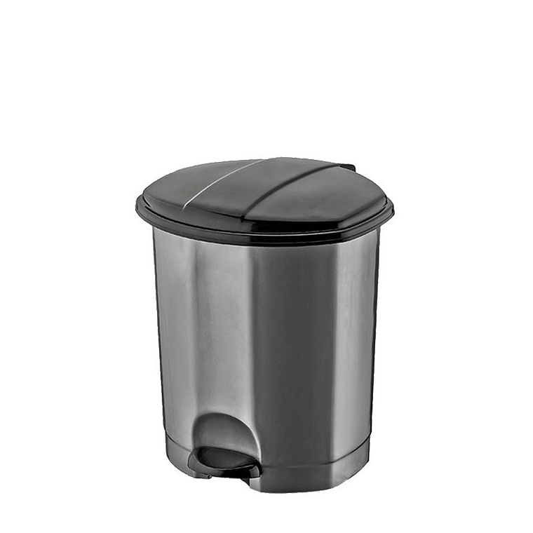 Papelera Plástica Simple con Pedal – Gris/Negro 5