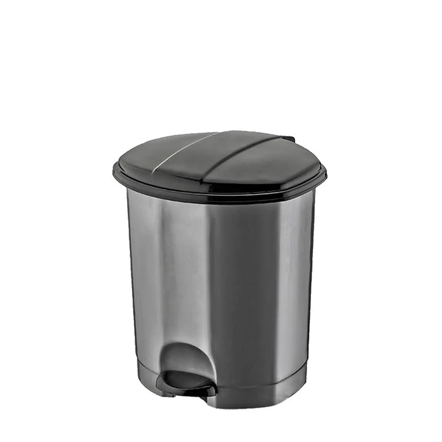 Papelera Plástica Simple con Pedal – Gris/Negro 5