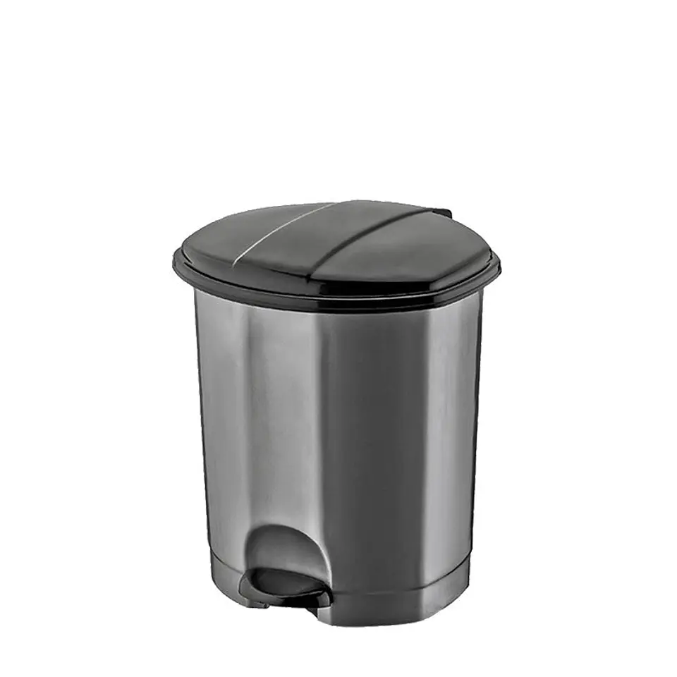 Papelera Plástica Simple con Pedal – Gris/Negro 5