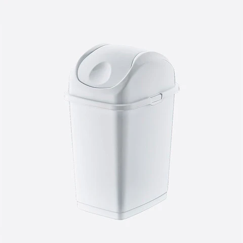 Papelera Plástica Slim Tapa Basculante - Blanco