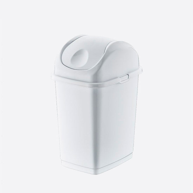 Papelera Plástica Slim Tapa Basculante - Blanco 1