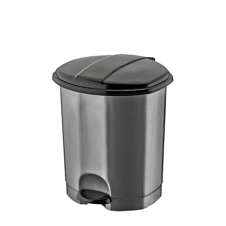 Papelera Plástica Simple con Pedal – Gris/Negro 6