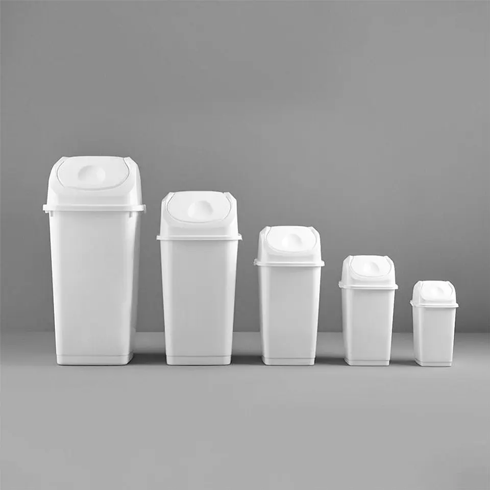 Papelera Plástica Slim Tapa Basculante - Blanco 2