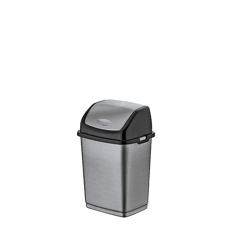 Papelera Plástica Fantasy Tapa Basculante - Gris/Negro 3