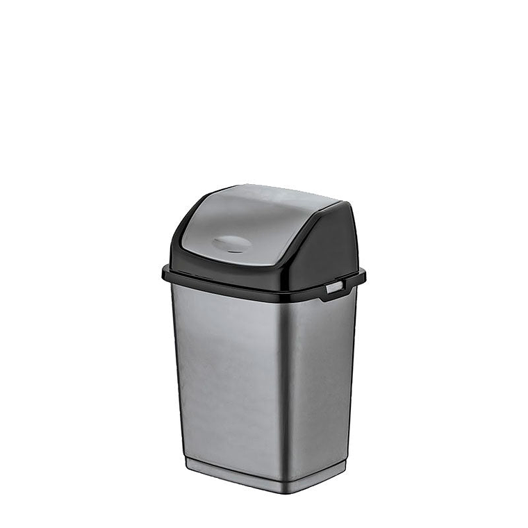 Papelera Plástica Fantasy Tapa Basculante - Gris/Negro 4