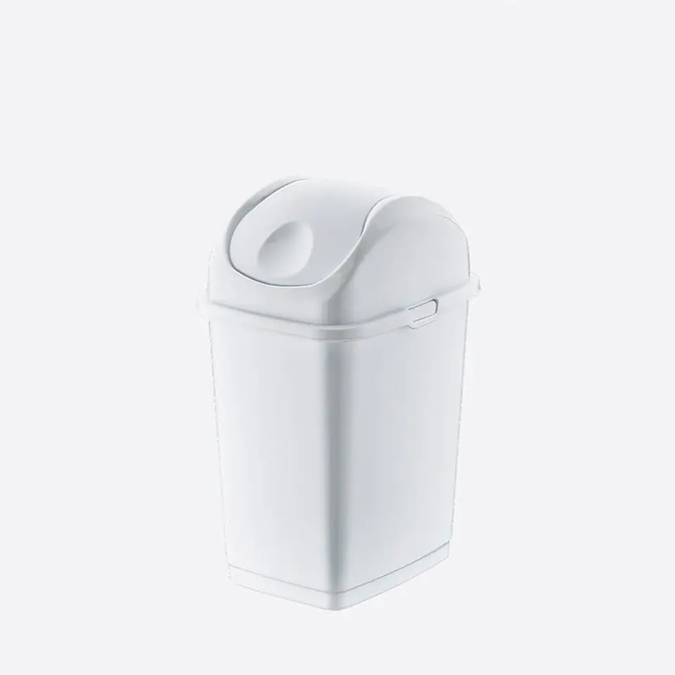 Papelera Plástica Slim Tapa Basculante - Blanco 4