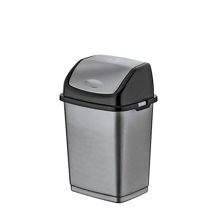 Papelera Plástica Fantasy Tapa Basculante - Gris/Negro 6