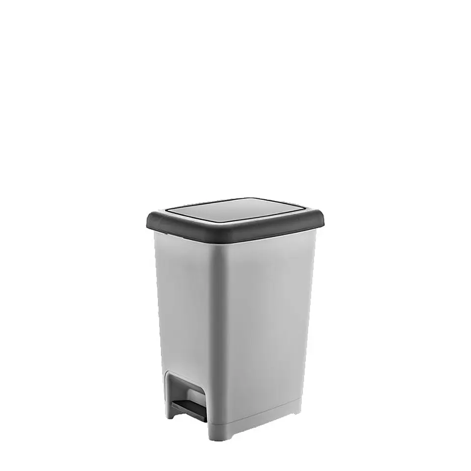 Papelera Plástica Slim con Pedal - Gris/Negro 1