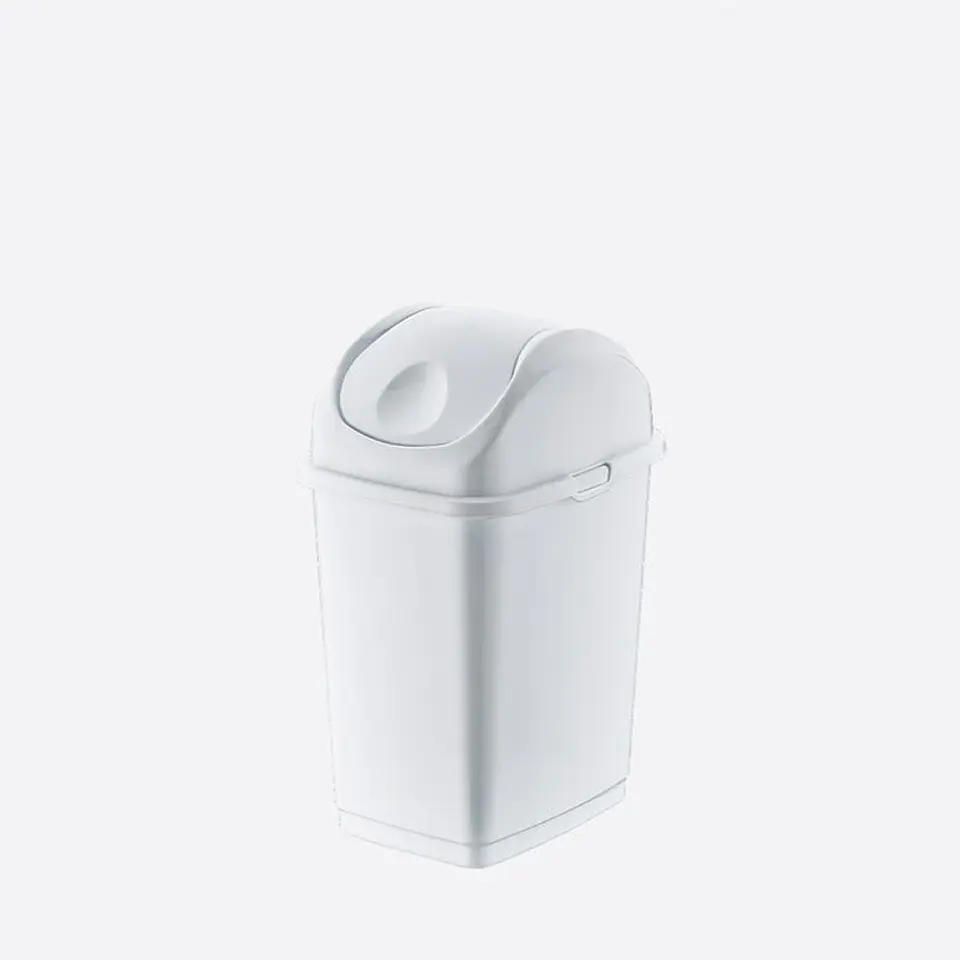 Papelera Plástica Slim Tapa Basculante - Blanco 5