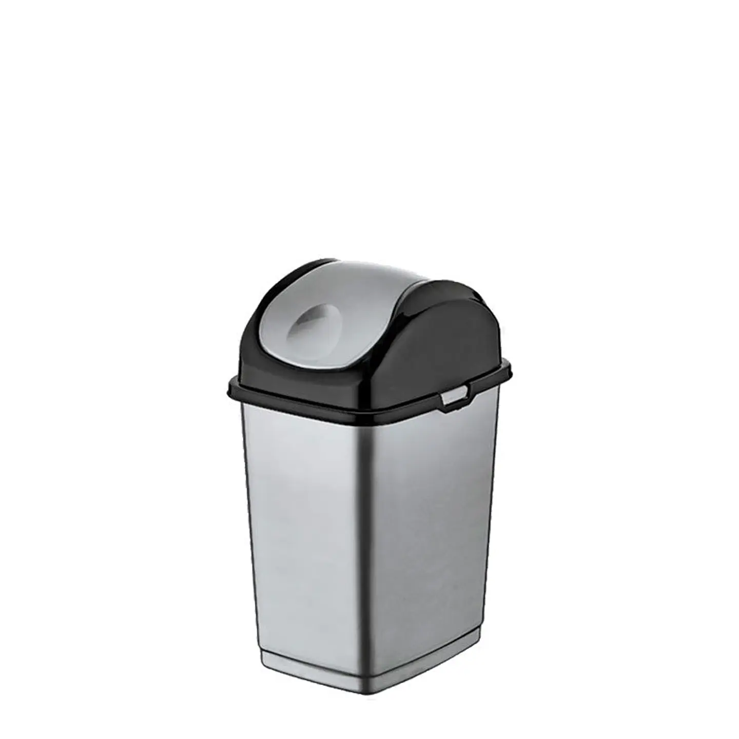 Papelera Plástica Slim Tapa Basculante - Gris/Negro 5
