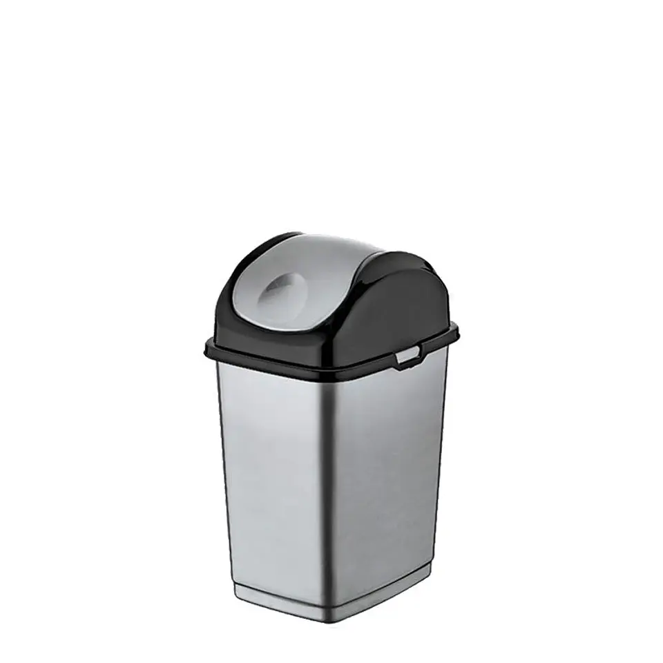 Papelera Plástica Slim Tapa Basculante - Gris/Negro 5