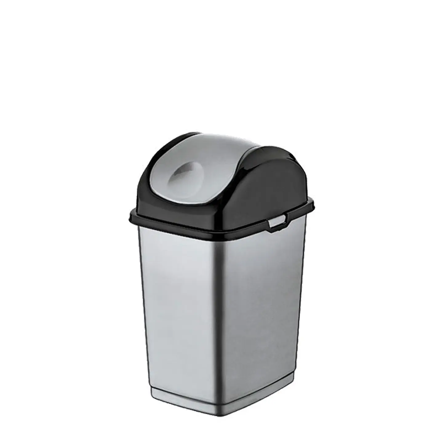 Papelera Plástica Slim Tapa Basculante - Gris/Negro 6