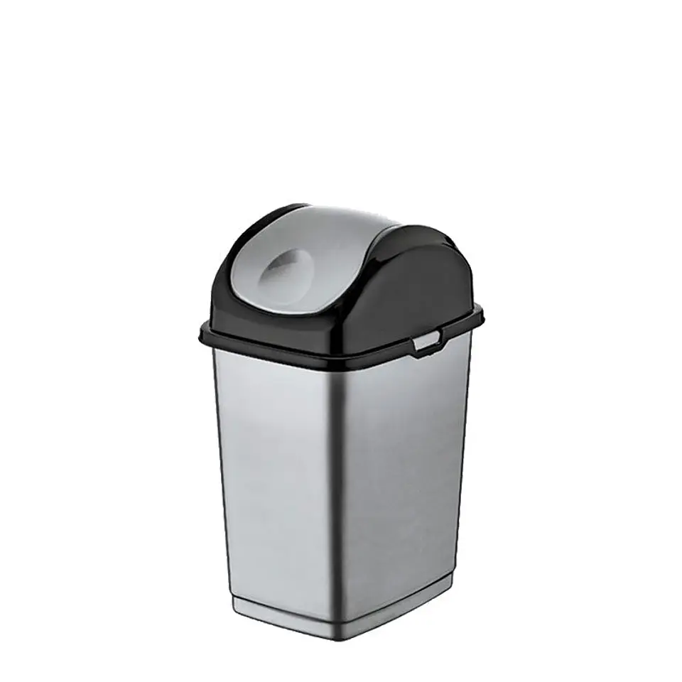 Papelera Plástica Slim Tapa Basculante - Gris/Negro 6