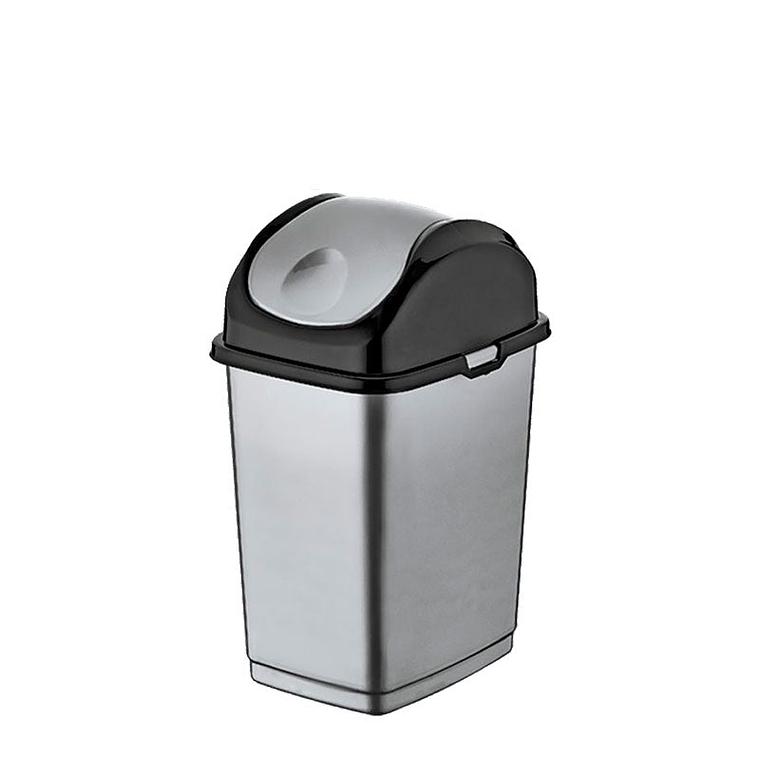 Papelera Plástica Slim Tapa Basculante - Gris/Negro 7