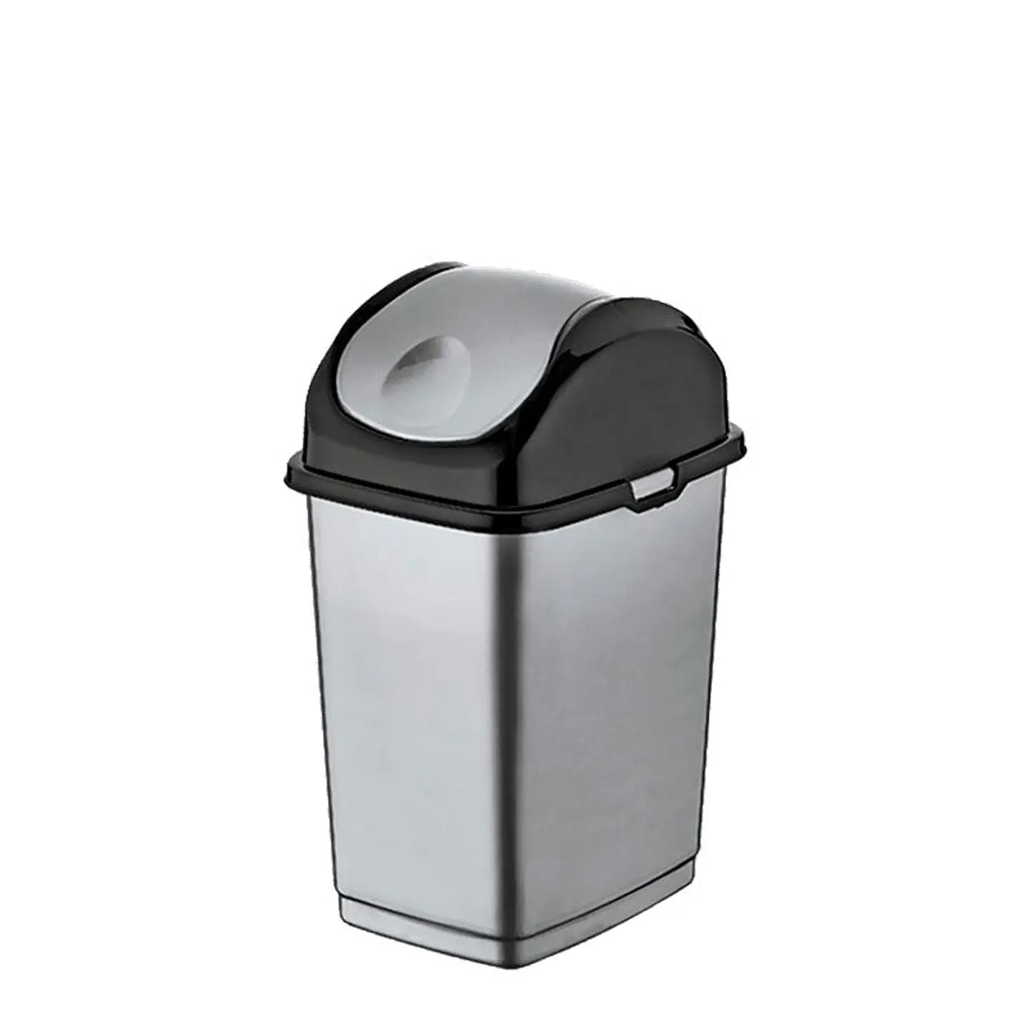 Papelera Plástica Slim Tapa Basculante - Gris/Negro 7