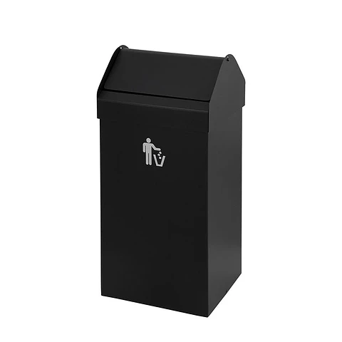 Papelera Rectangular Metálica Tapa Basculante - 38 Litros
